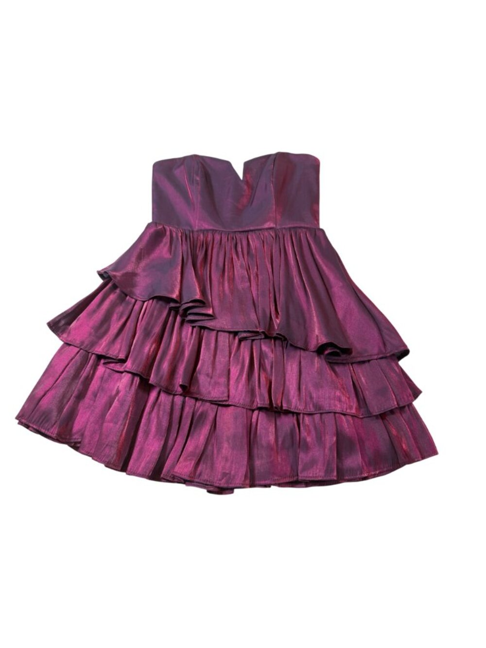 NWT Berry Strapless Ruffle Pleated Mini Dress Do+Be S Flouncy Fit (bin KK134) - Picture 4 of 11